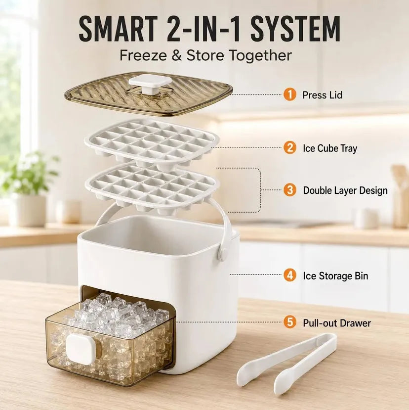 Glacia™ | 2-in-1 Press-to-Release Ice Cube System & Storage
