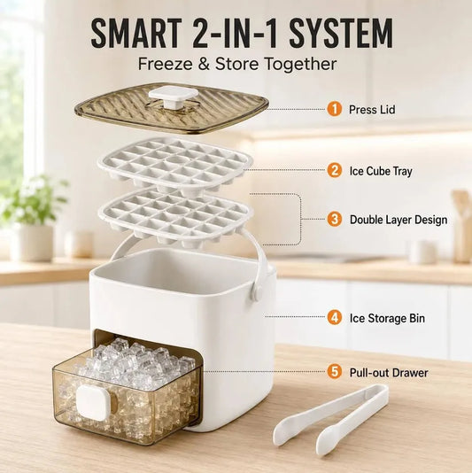 Glacia™ | 2-in-1 Press-to-Release Ice Cube System & Storage